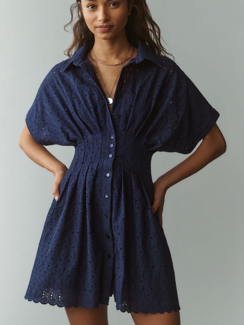 Exquise Tobie Eyelet Mini Shirt Dress